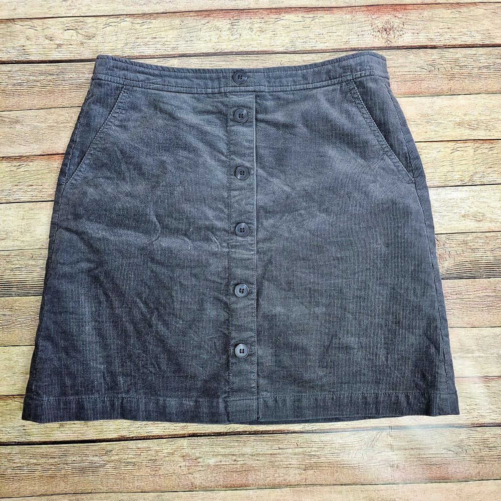 J CREW Re-Imagined Corduroy Gray Button Up Skirt Size 6